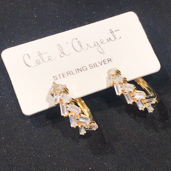 Cote d Argent Sterling Silver CZ Hoop Earrings - Picture 4 of 6